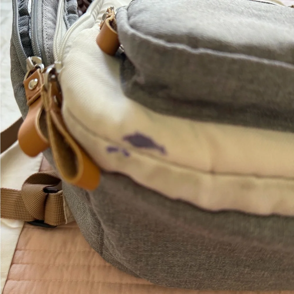 Parker Baby Diaper Backpack - Full Zip Diaper Bag with Insulated Pockets - Cream
